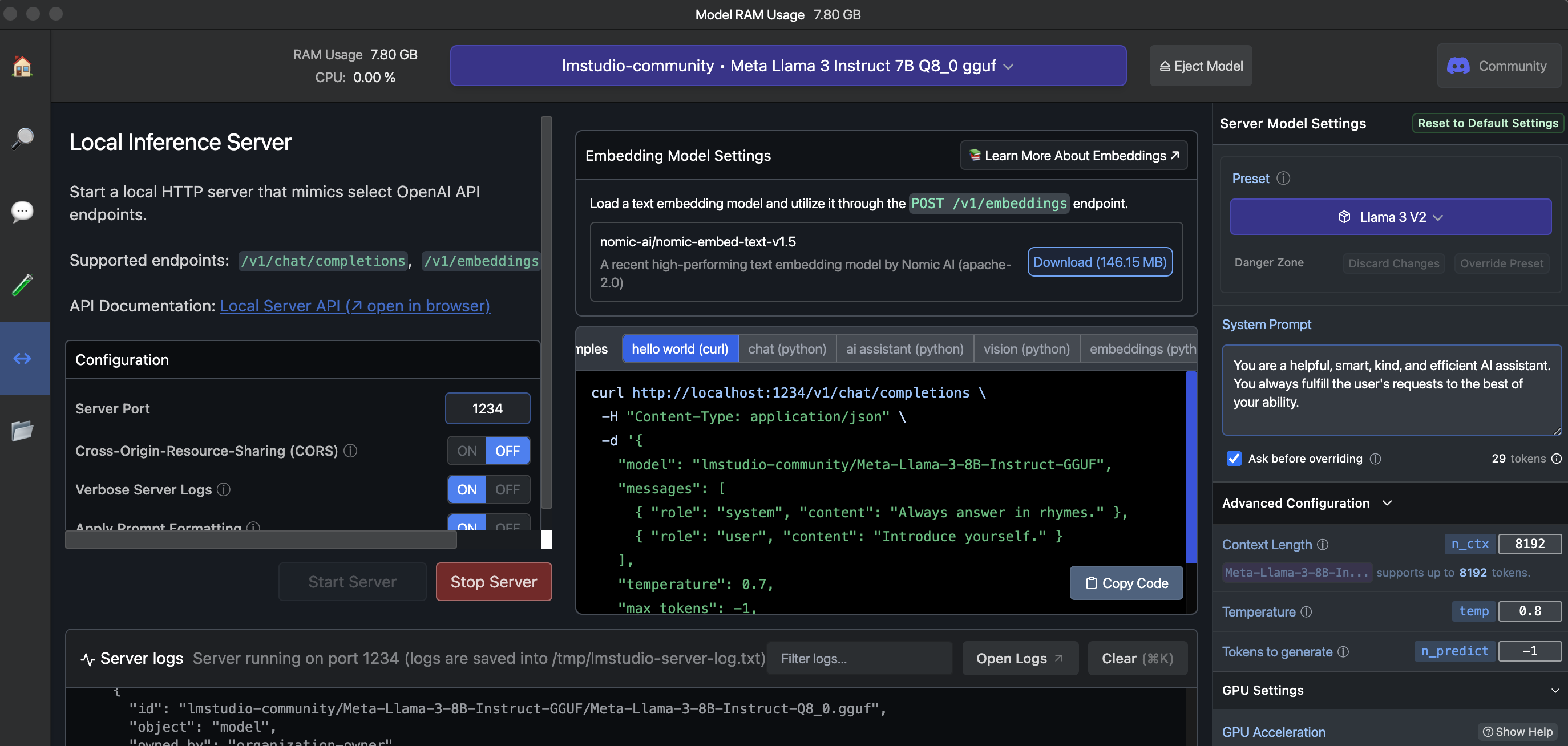 LM Studio server